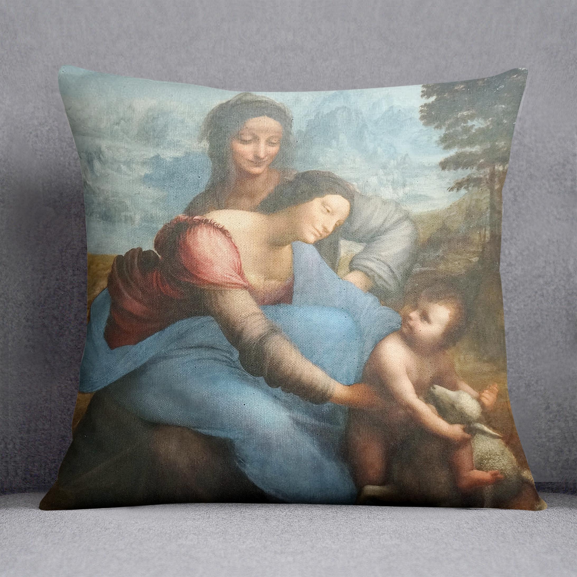 The Virgin and Child with St Anne by Da Vinci Cushion