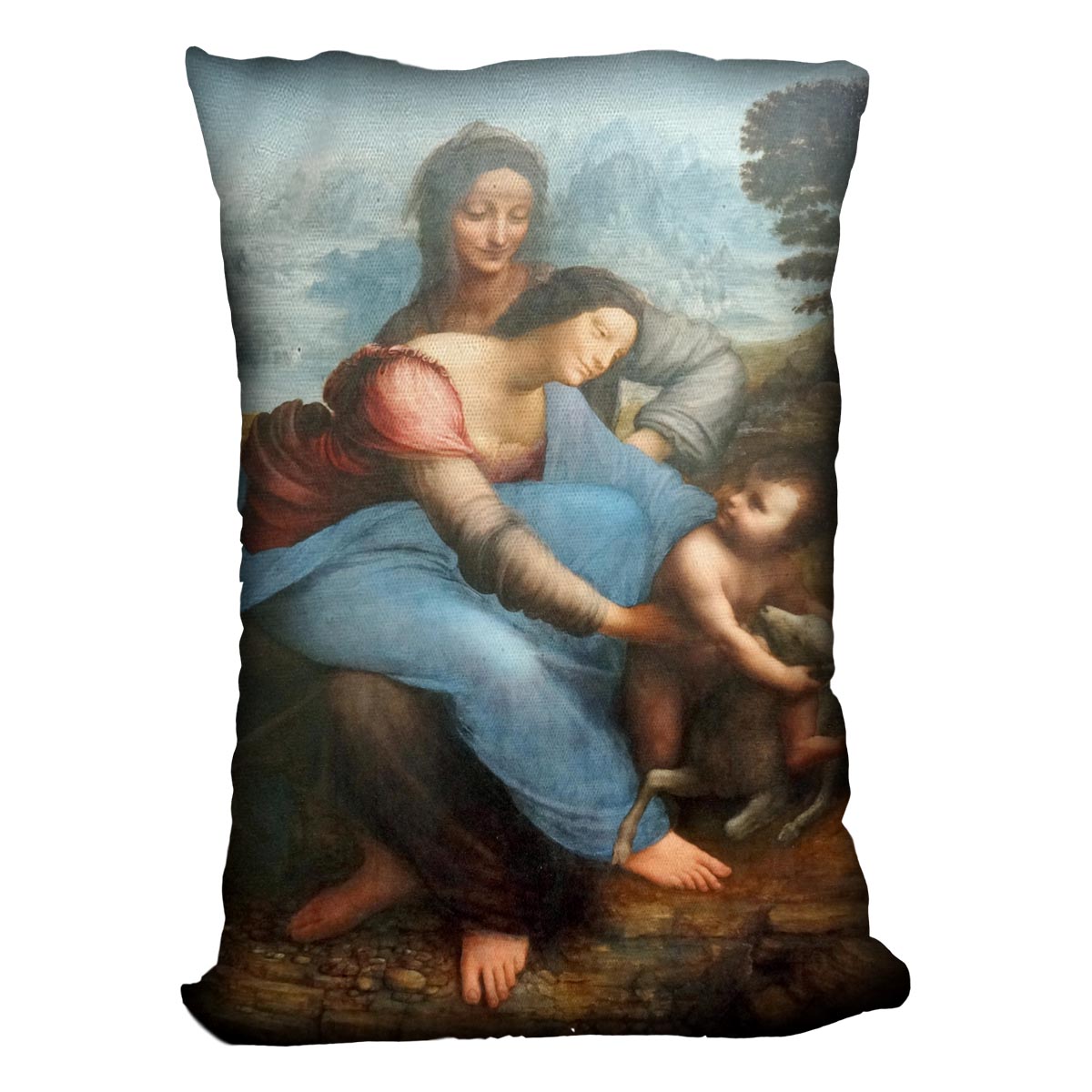 The Virgin and Child with St Anne by Da Vinci Cushion