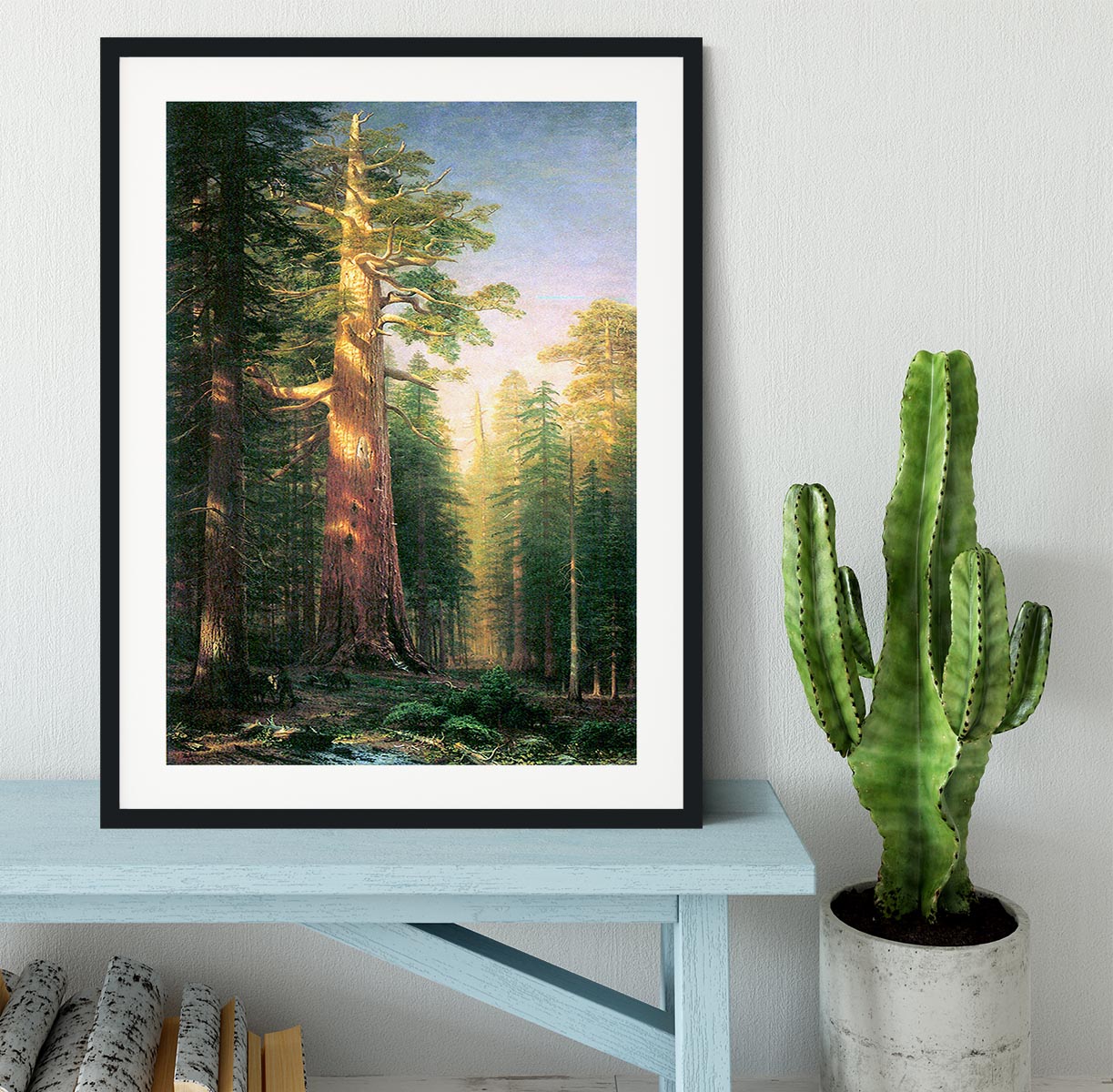 The big trees Mariposa Grove California by Bierstadt Framed Print - Canvas Art Rocks - 1