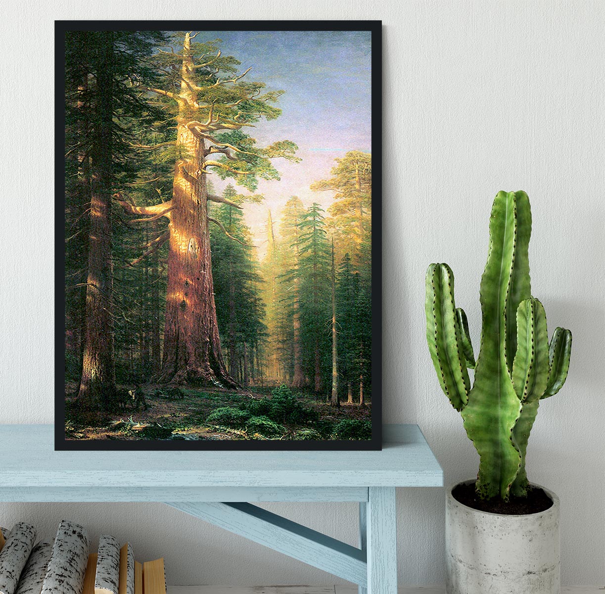 The big trees Mariposa Grove California by Bierstadt Framed Print - Canvas Art Rocks - 2