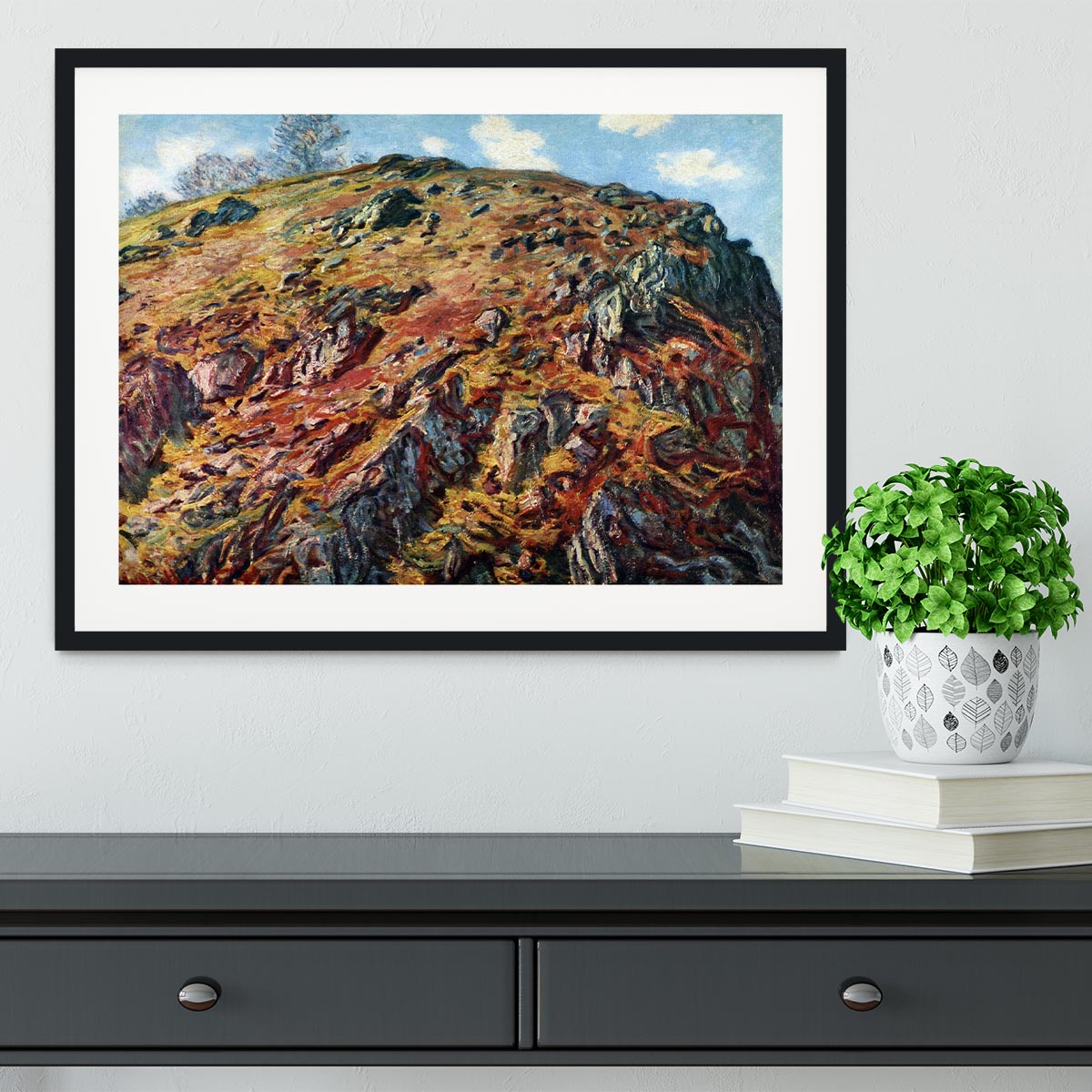 The boulder by Monet Framed Print - Canvas Art Rocks - 1