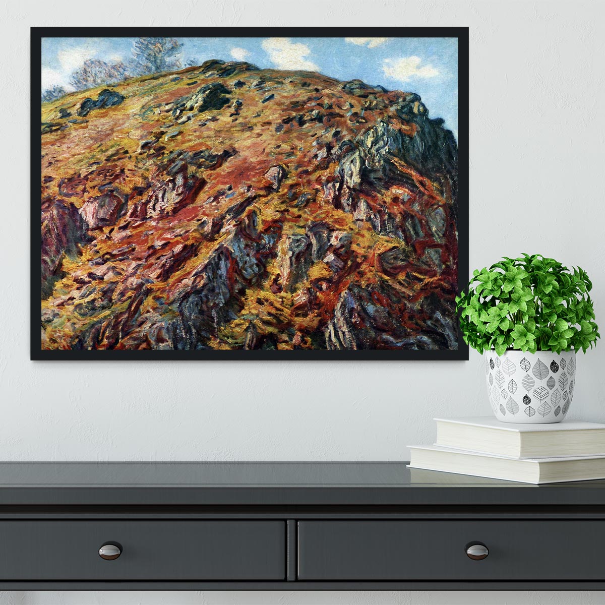 The boulder by Monet Framed Print - Canvas Art Rocks - 2