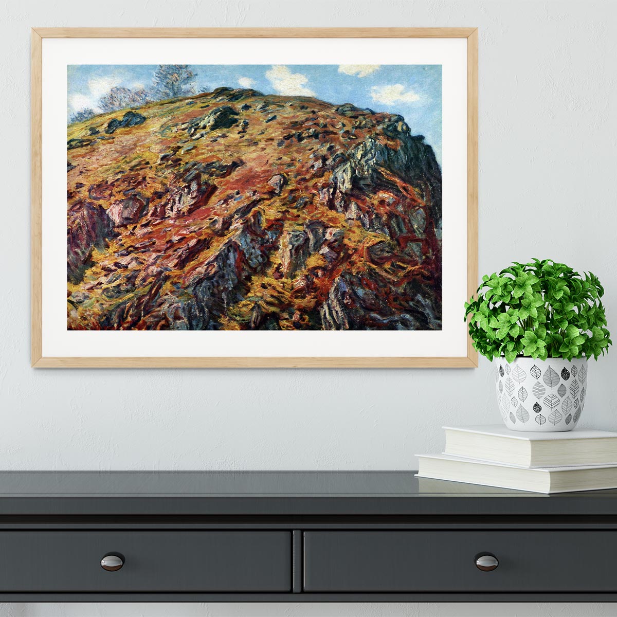 The boulder by Monet Framed Print - Canvas Art Rocks - 3
