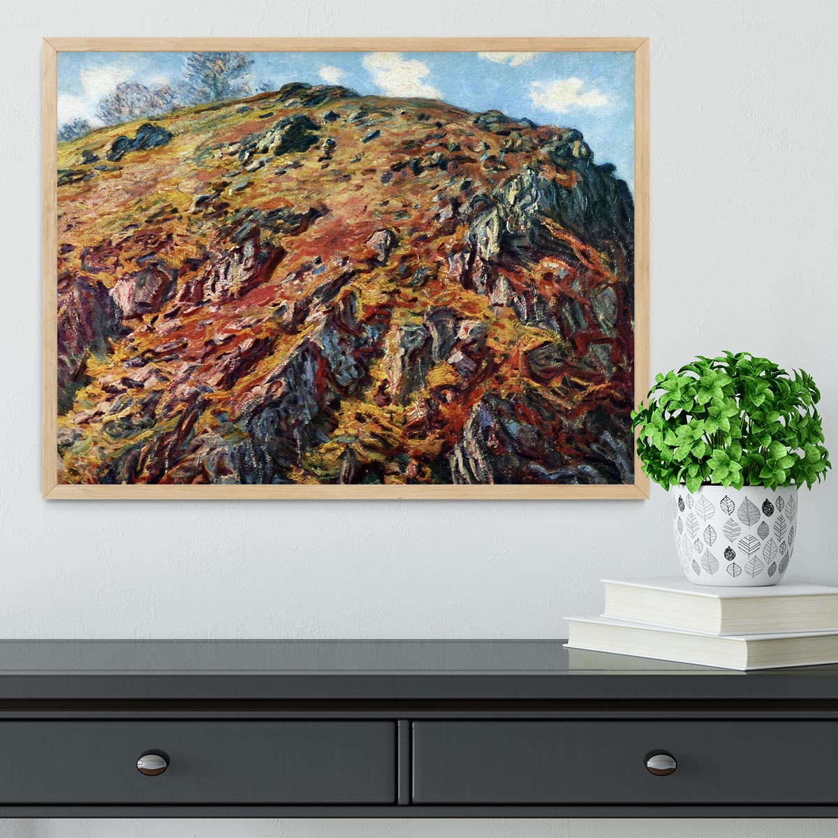 The boulder by Monet Framed Print - Canvas Art Rocks - 4