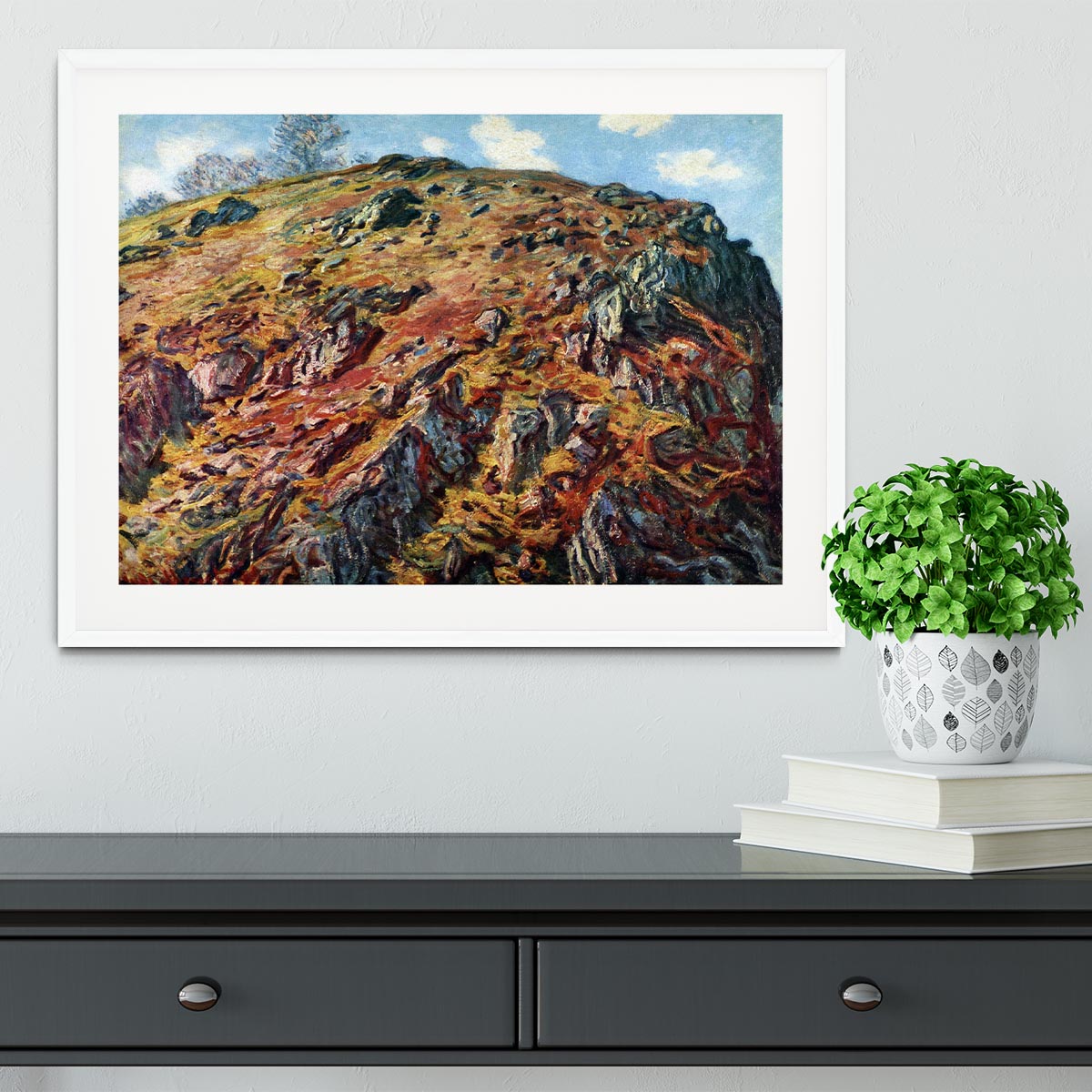 The boulder by Monet Framed Print - Canvas Art Rocks - 5