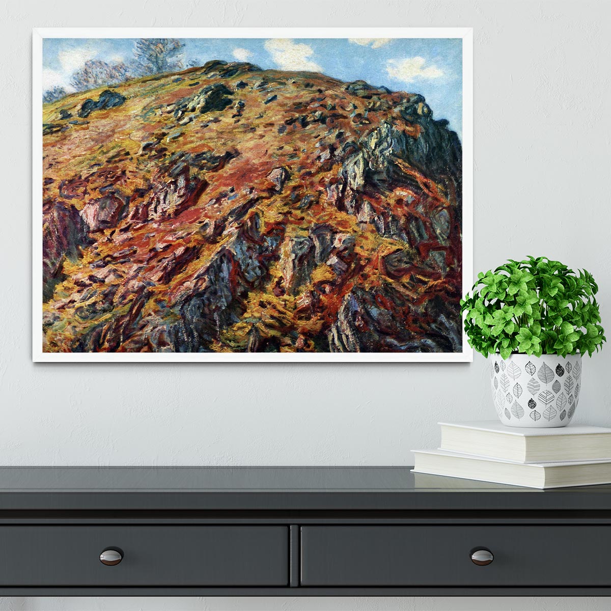 The boulder by Monet Framed Print - Canvas Art Rocks -6