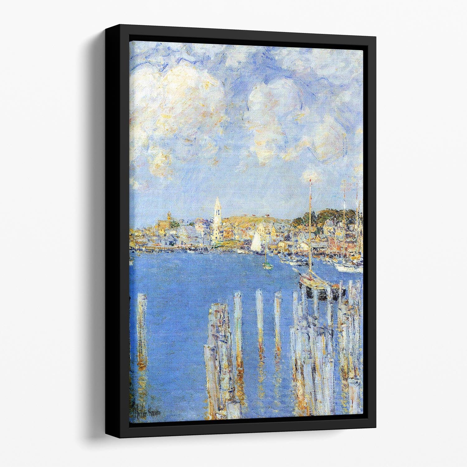 The inland port of Gloucester by Hassam Floating Framed Canvas - Canvas Art Rocks - 1