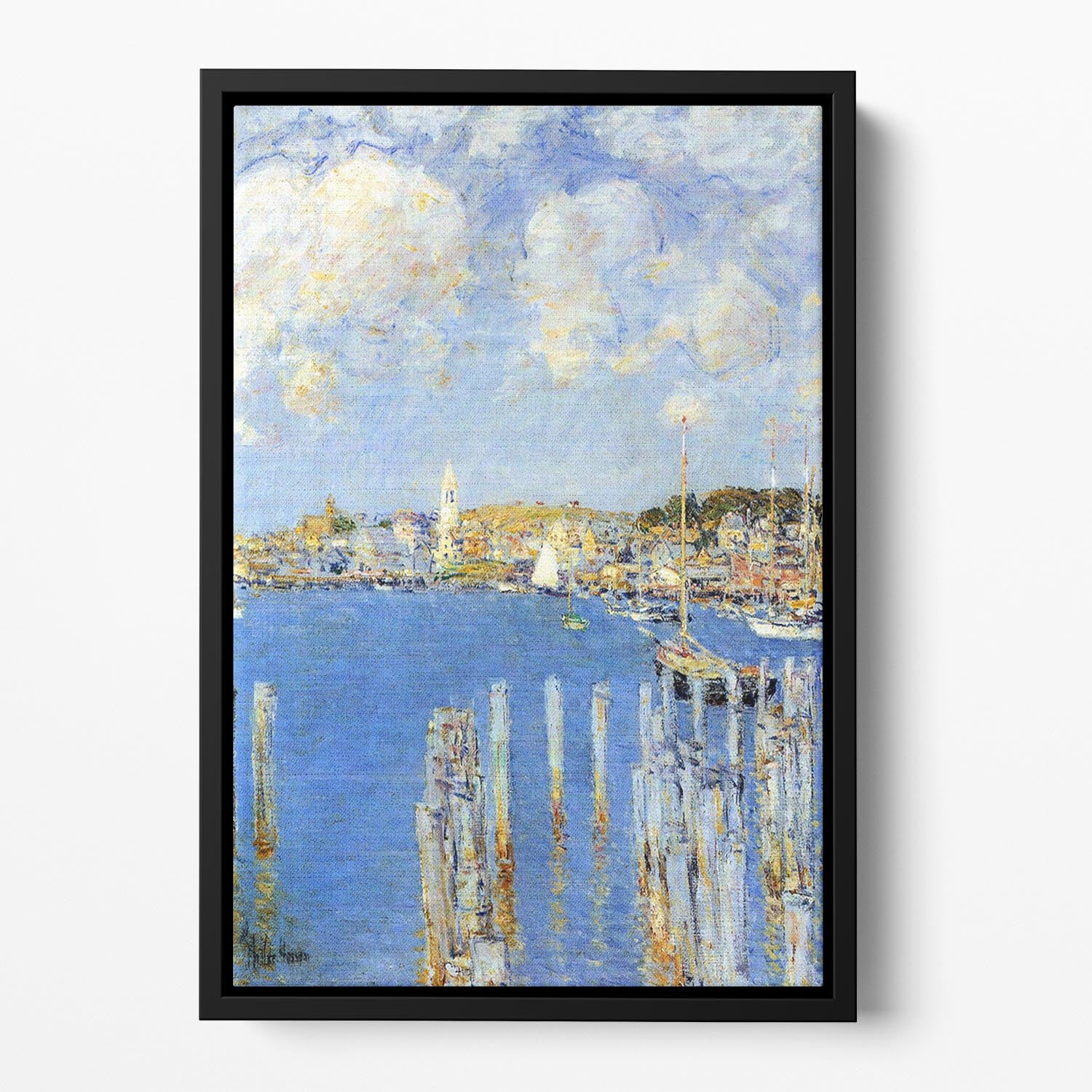 The inland port of Gloucester by Hassam Floating Framed Canvas - Canvas Art Rocks - 2