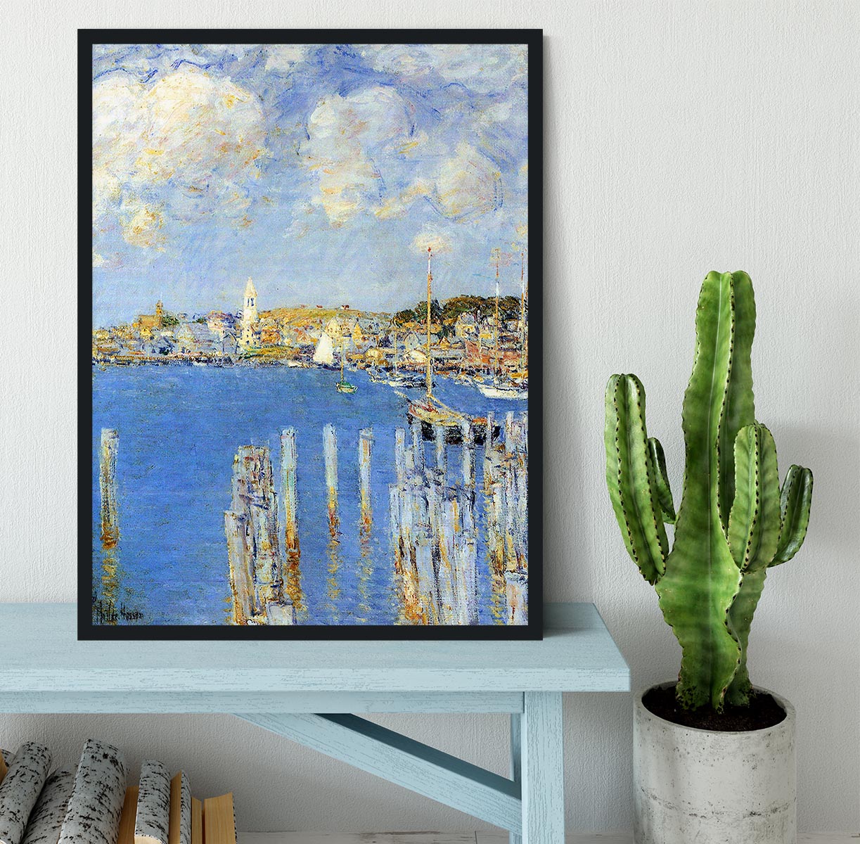 The inland port of Gloucester by Hassam Framed Print - Canvas Art Rocks - 2