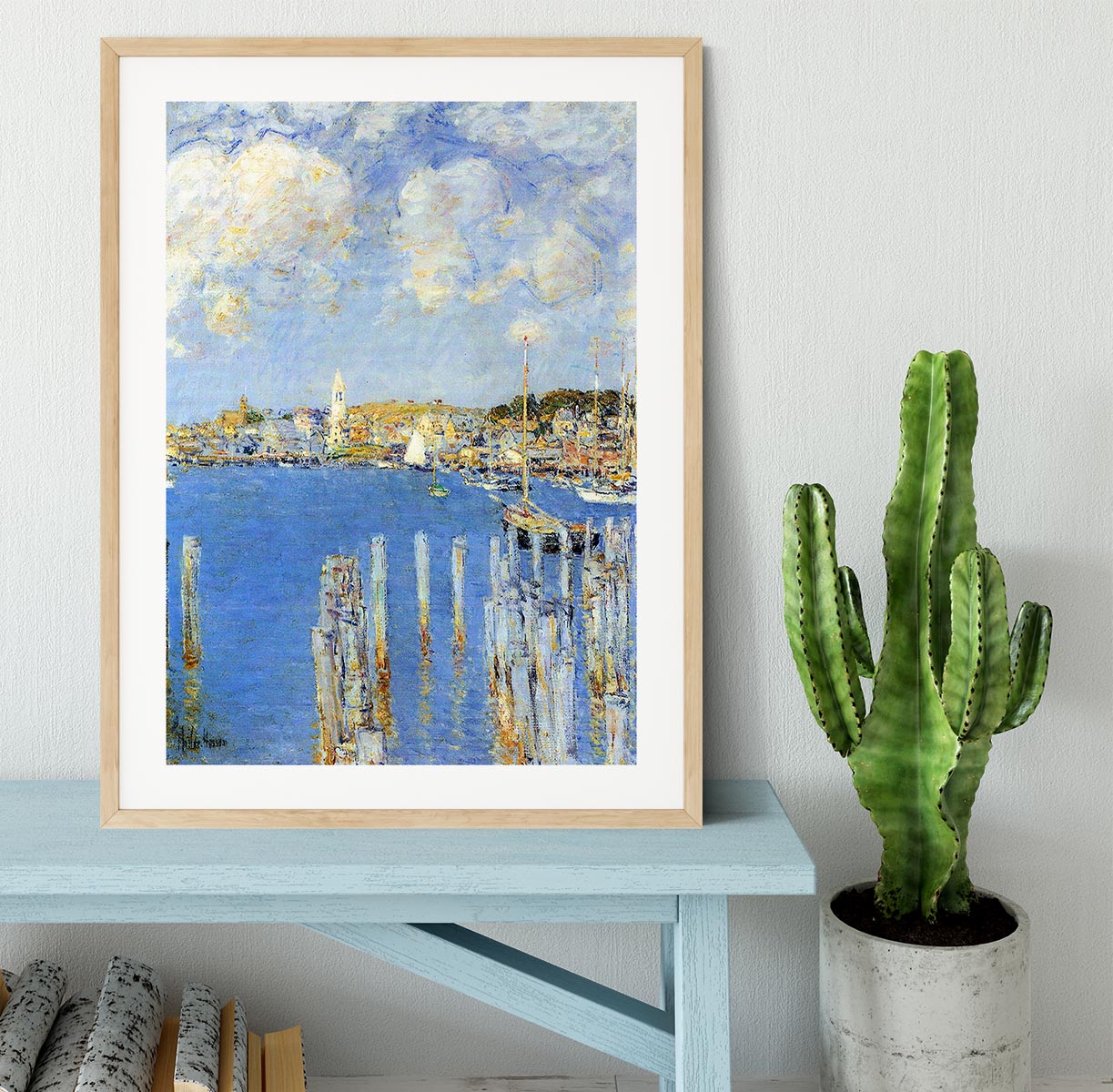 The inland port of Gloucester by Hassam Framed Print - Canvas Art Rocks - 3