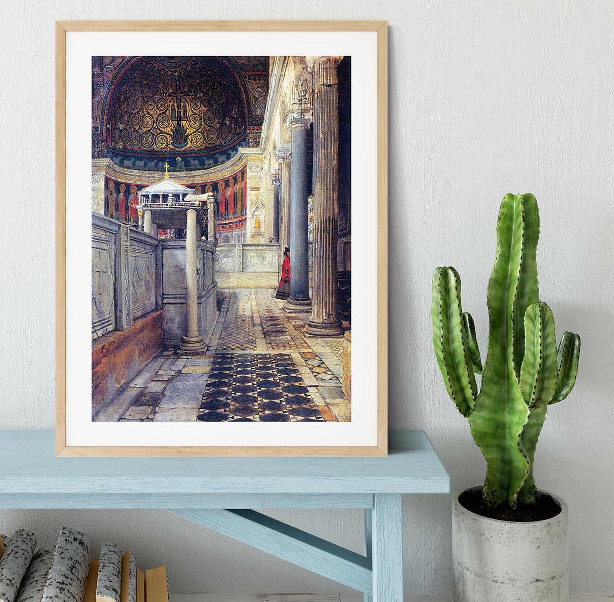 The interior of the church of San Clemente Rome by Alma Tadema Framed Print - Canvas Art Rocks - 3