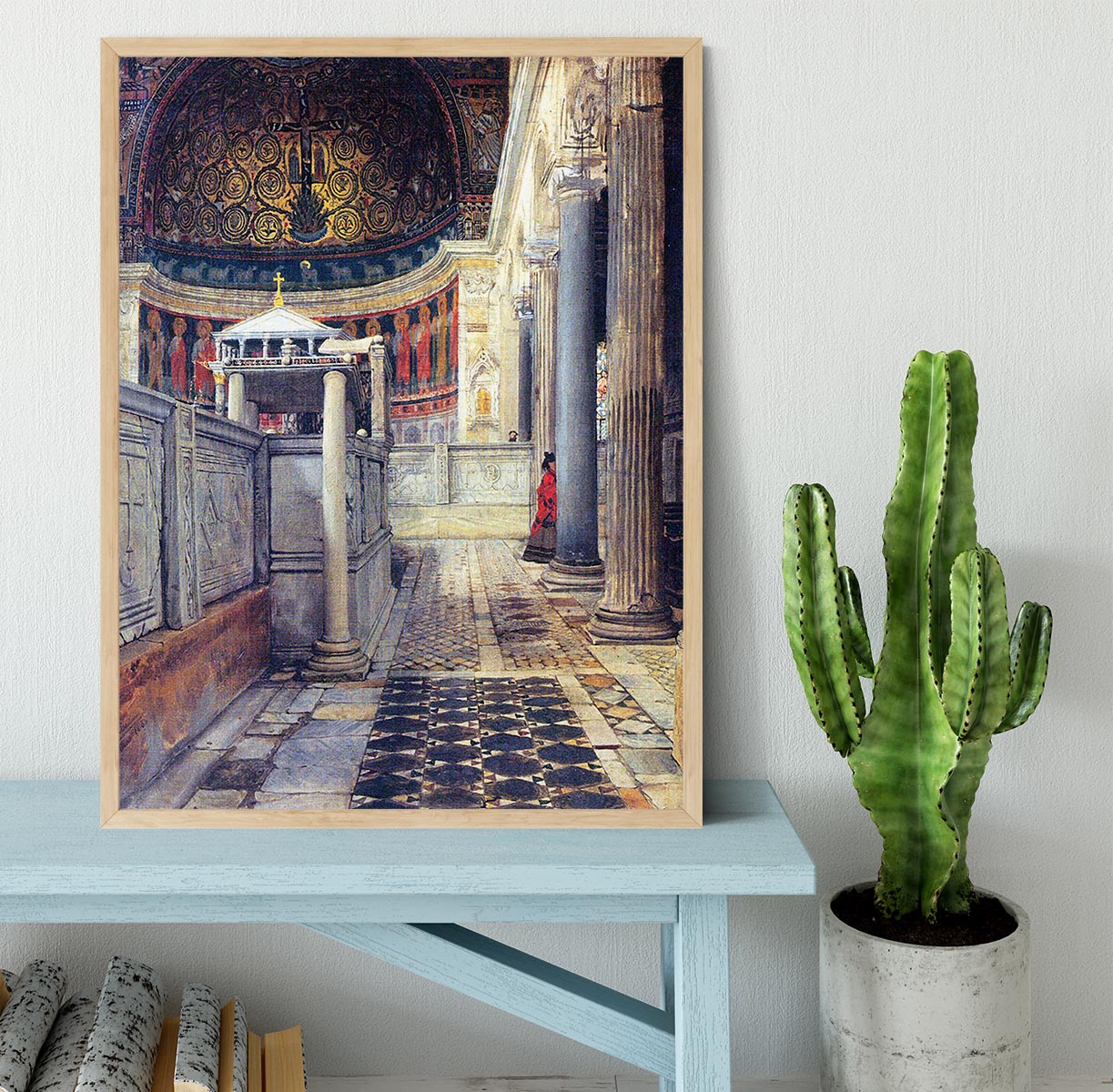 The interior of the church of San Clemente Rome by Alma Tadema Framed Print - Canvas Art Rocks - 4