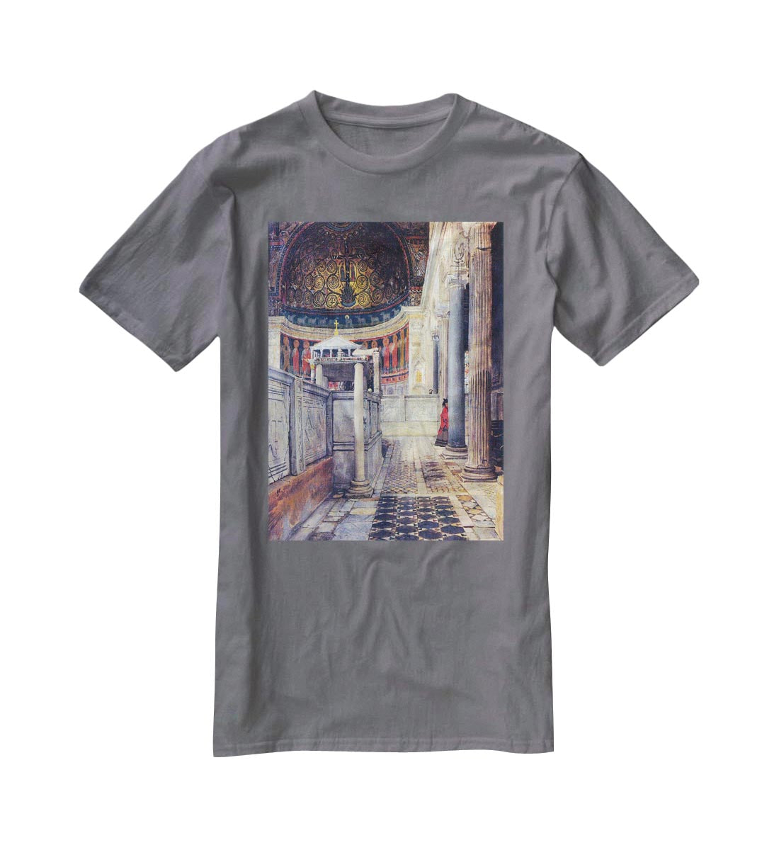 The interior of the church of San Clemente Rome by Alma Tadema T-Shirt - Canvas Art Rocks - 3