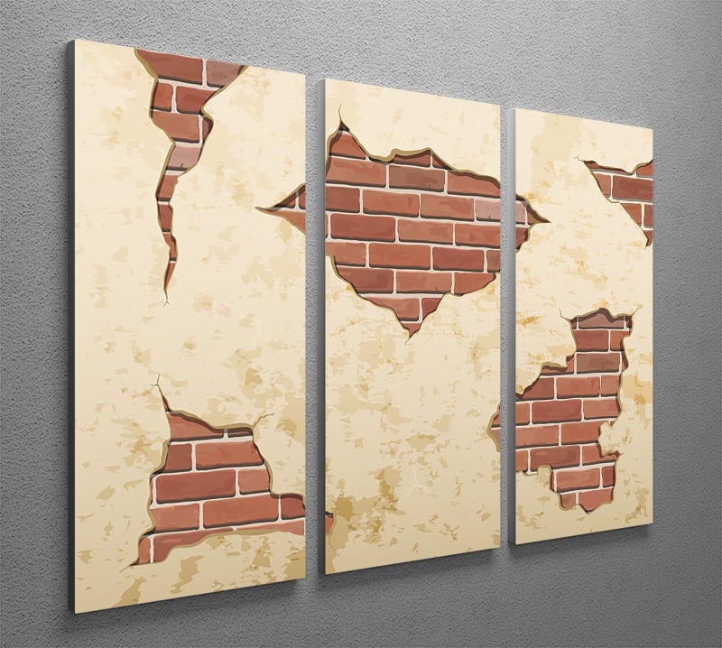 The old shabby concrete and brick cracks 3 Split Panel Canvas Print - Canvas Art Rocks - 2