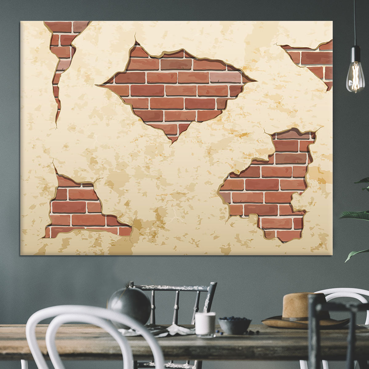 The old shabby concrete and brick cracks Canvas Print or Poster - Canvas Art Rocks - 3