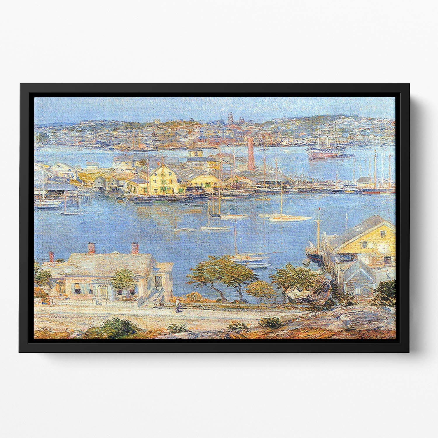 The port of Gloucester 1 by Hassam Floating Framed Canvas - Canvas Art Rocks - 2