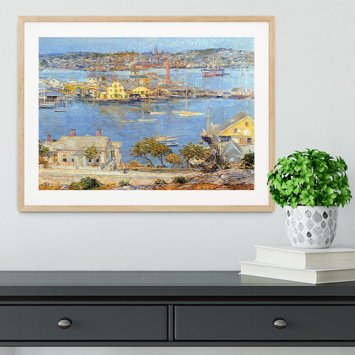 The port of Gloucester 1 by Hassam Framed Print - Canvas Art Rocks - 3