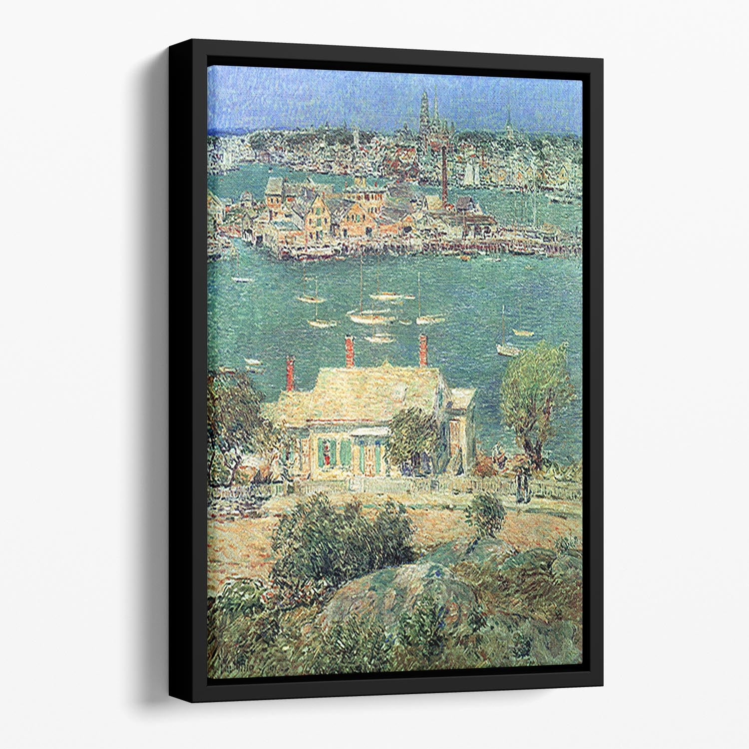 The port of Gloucester 2 by Hassam Floating Framed Canvas - Canvas Art Rocks - 1