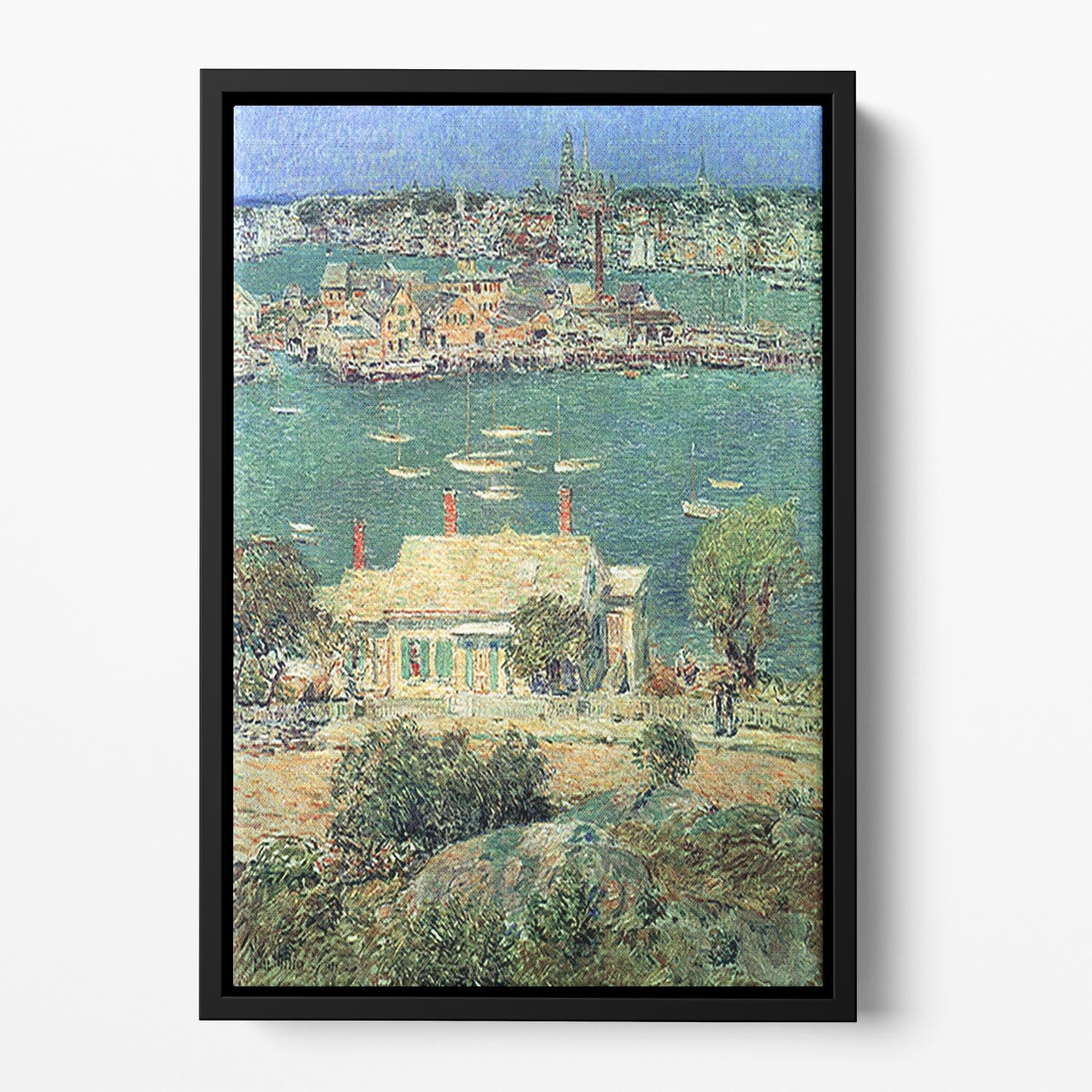 The port of Gloucester 2 by Hassam Floating Framed Canvas - Canvas Art Rocks - 2