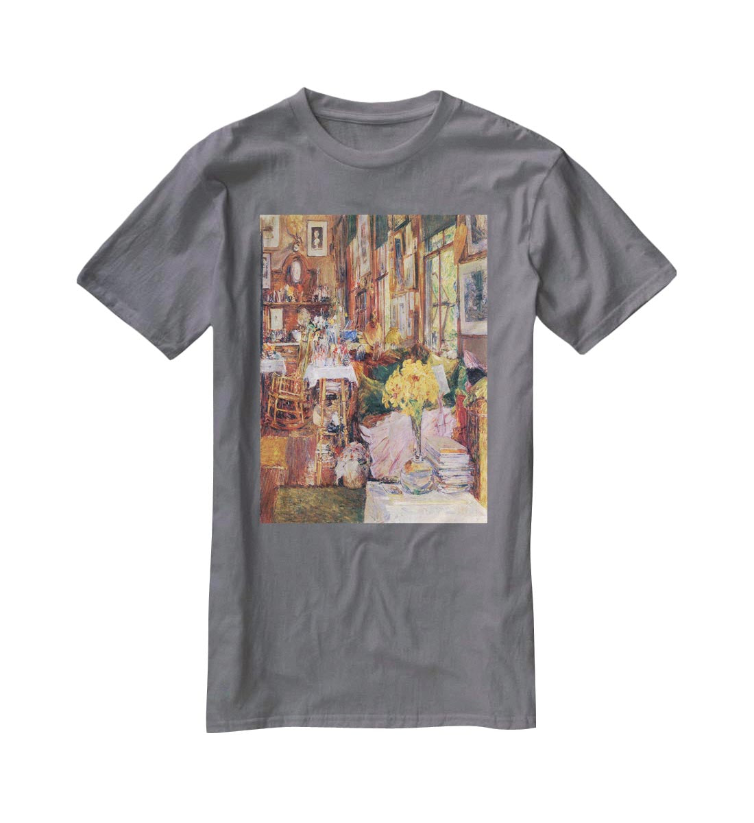 The room of flowers by Hassam T-Shirt - Canvas Art Rocks - 3