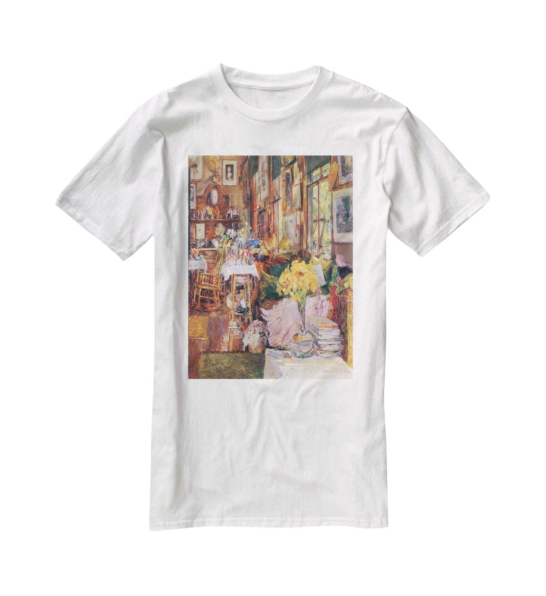 The room of flowers by Hassam T-Shirt - Canvas Art Rocks - 5