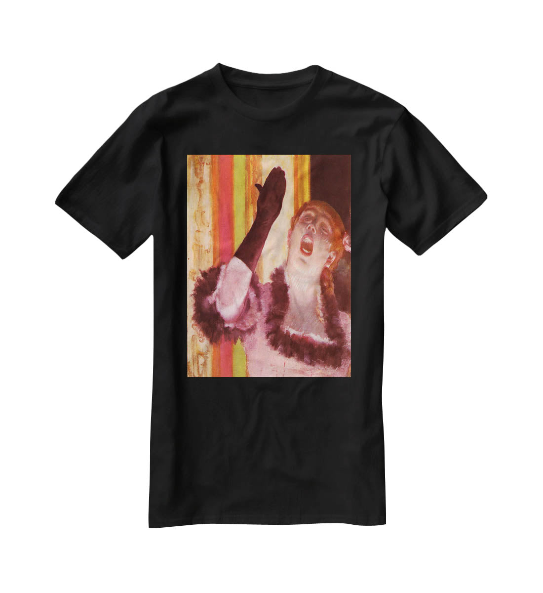 The singer with the glove by Degas T-Shirt - Canvas Art Rocks - 1