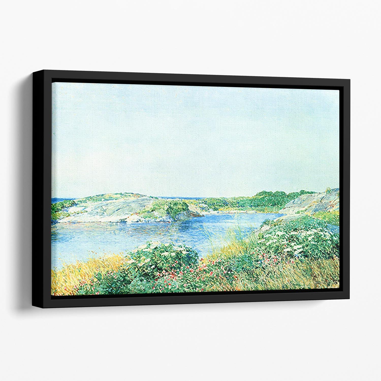 The small pond by Hassam Floating Framed Canvas - Canvas Art Rocks - 1