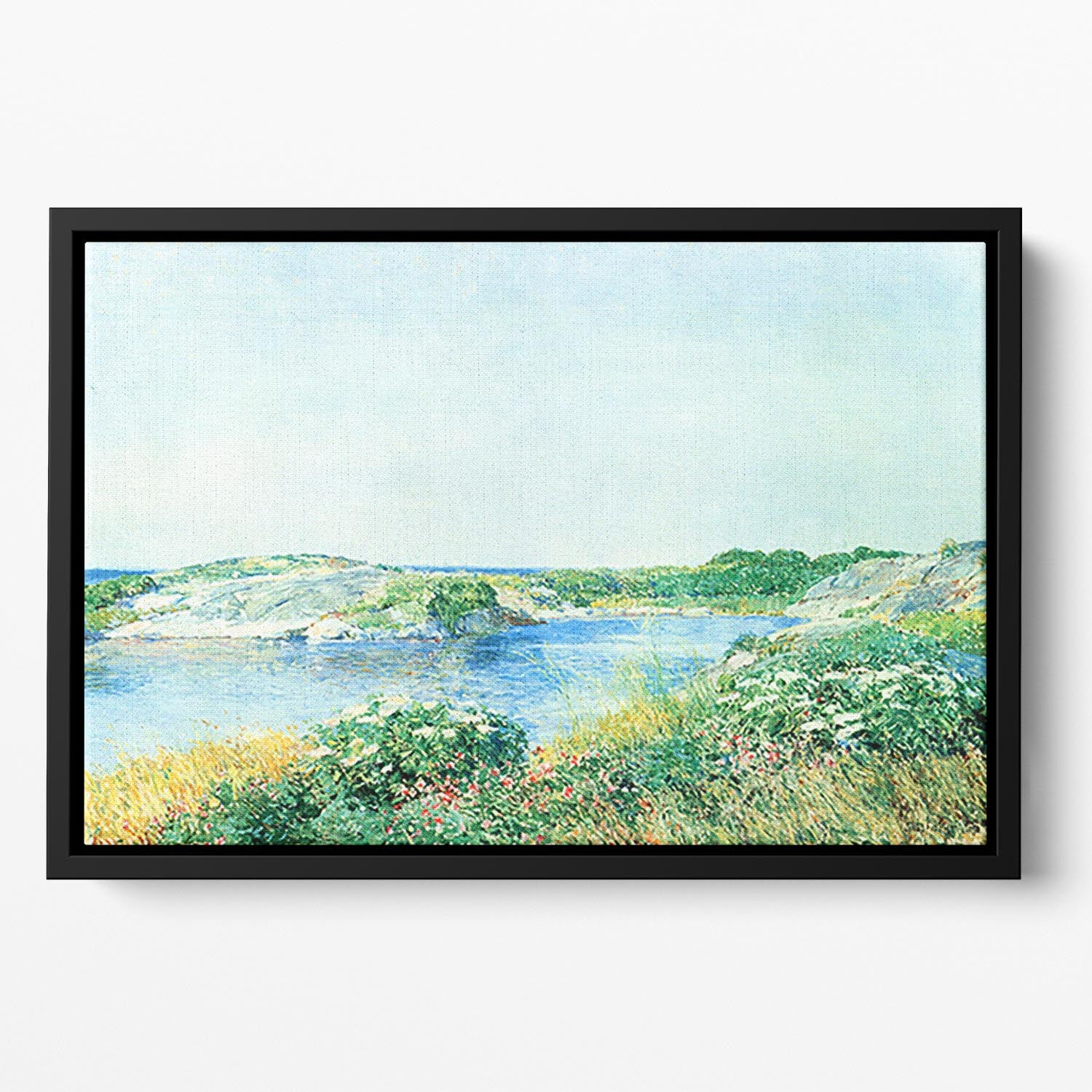 The small pond by Hassam Floating Framed Canvas - Canvas Art Rocks - 2