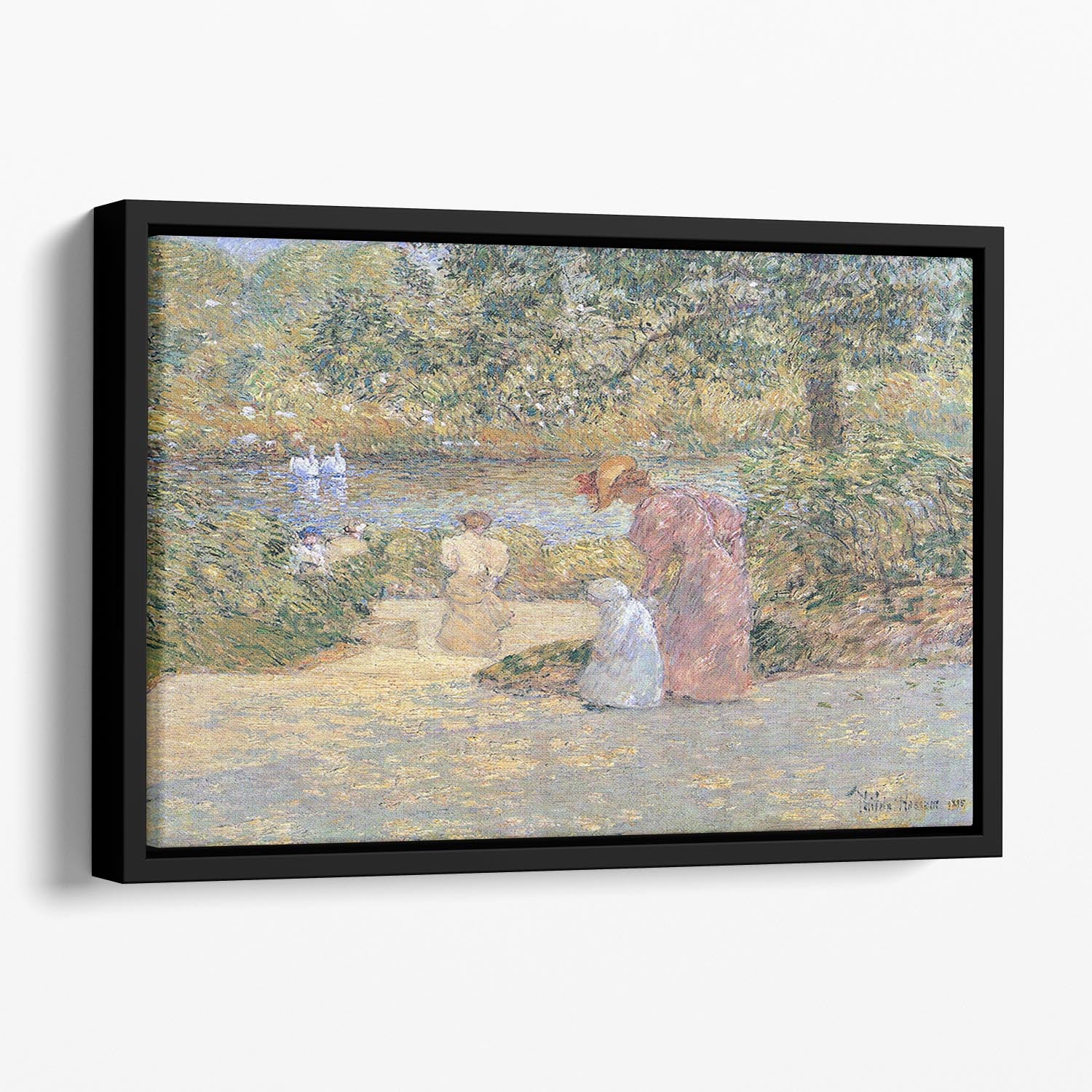 The staircase at Central Park by Hassam Floating Framed Canvas - Canvas Art Rocks - 1