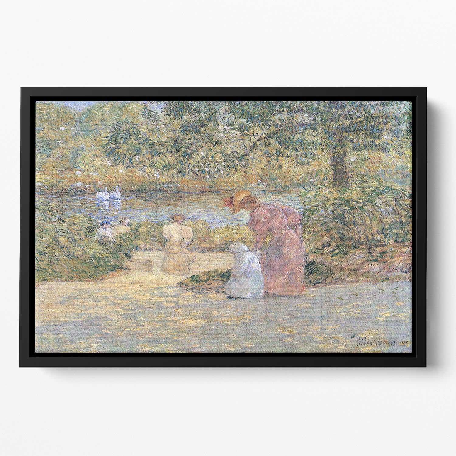 The staircase at Central Park by Hassam Floating Framed Canvas - Canvas Art Rocks - 2