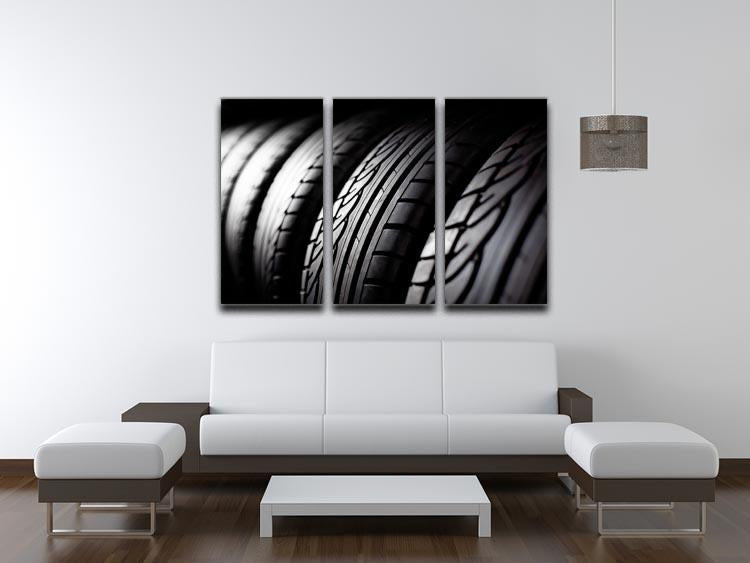 Tire stack background 3 Split Panel Canvas Print - Canvas Art Rocks - 3