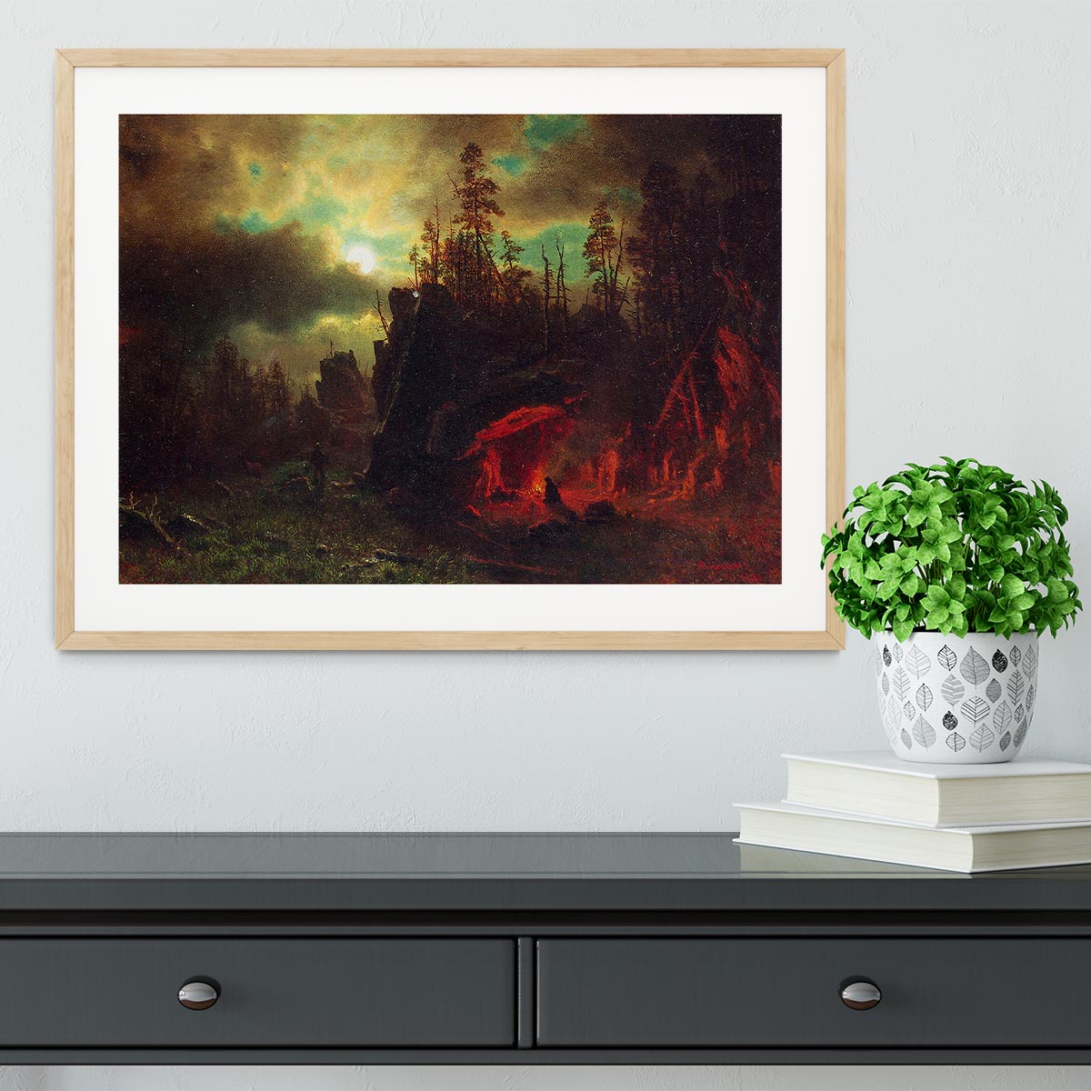 Trapper's camp by Bierstadt Framed Print - Canvas Art Rocks - 3