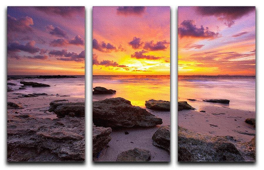 Tropical beach at beautiful sunset 3 Split Panel Canvas Print - Canvas Art Rocks - 1