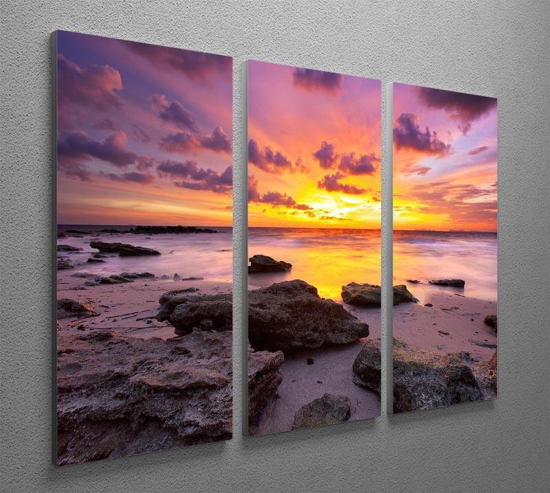 Tropical beach at beautiful sunset 3 Split Panel Canvas Print - Canvas Art Rocks - 2