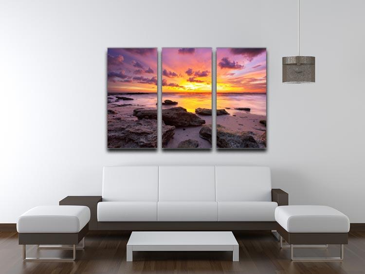 Tropical beach at beautiful sunset 3 Split Panel Canvas Print - Canvas Art Rocks - 3