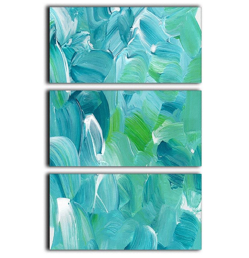Turquoise blue oil paint 3 Split Panel Canvas Print - Canvas Art Rocks - 1