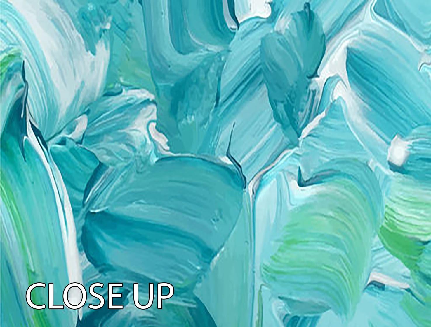 Turquoise blue oil paint 3 Split Panel Canvas Print - Canvas Art Rocks - 3