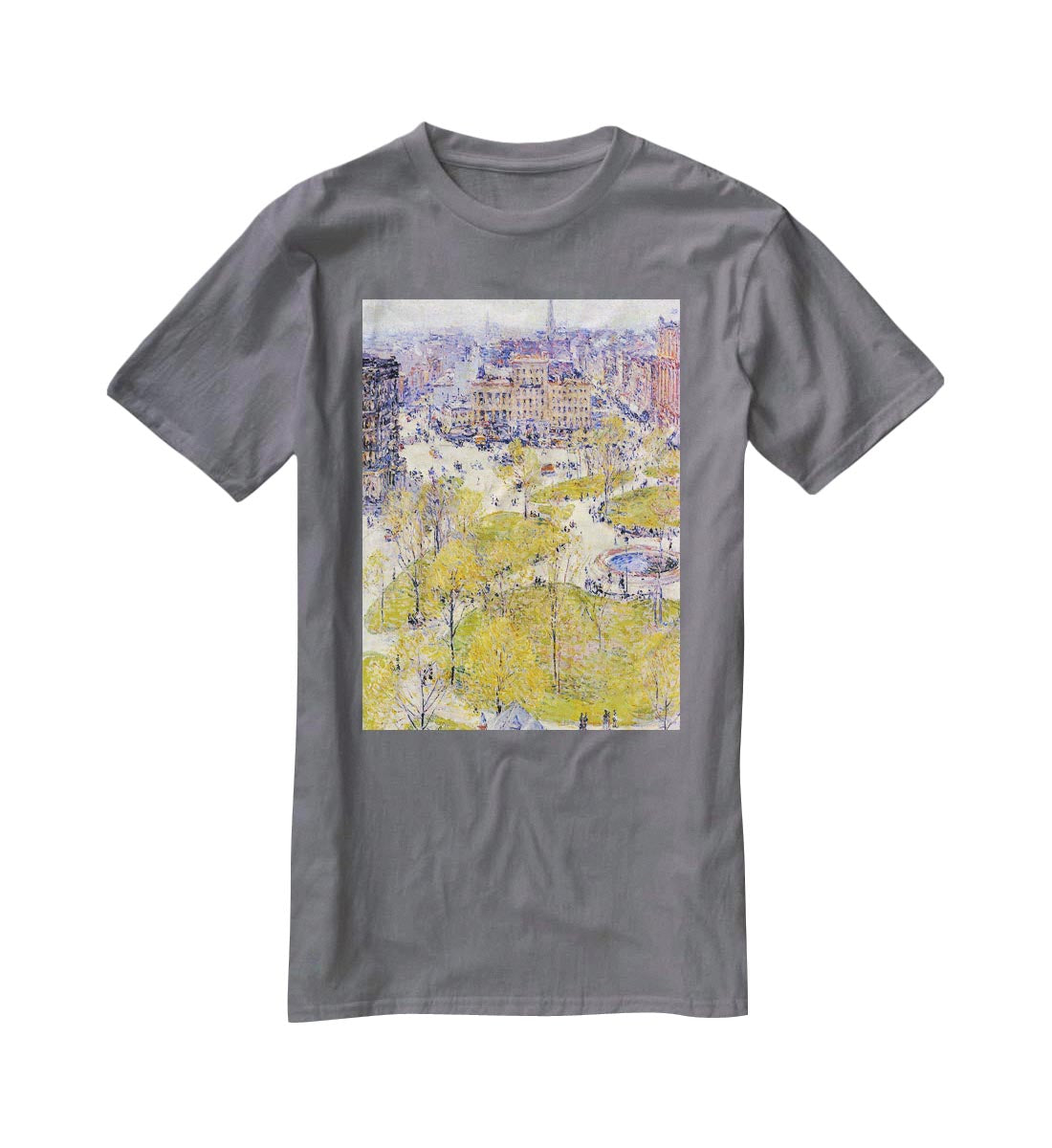 Union Square in Spring by Hassam T-Shirt - Canvas Art Rocks - 3