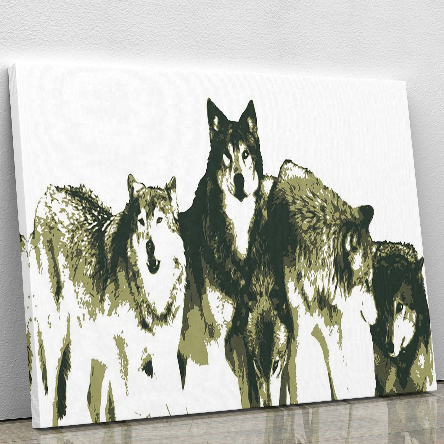 Vector Realistic Wolves Pack Drawing Canvas Print or Poster - Canvas Art Rocks - 1