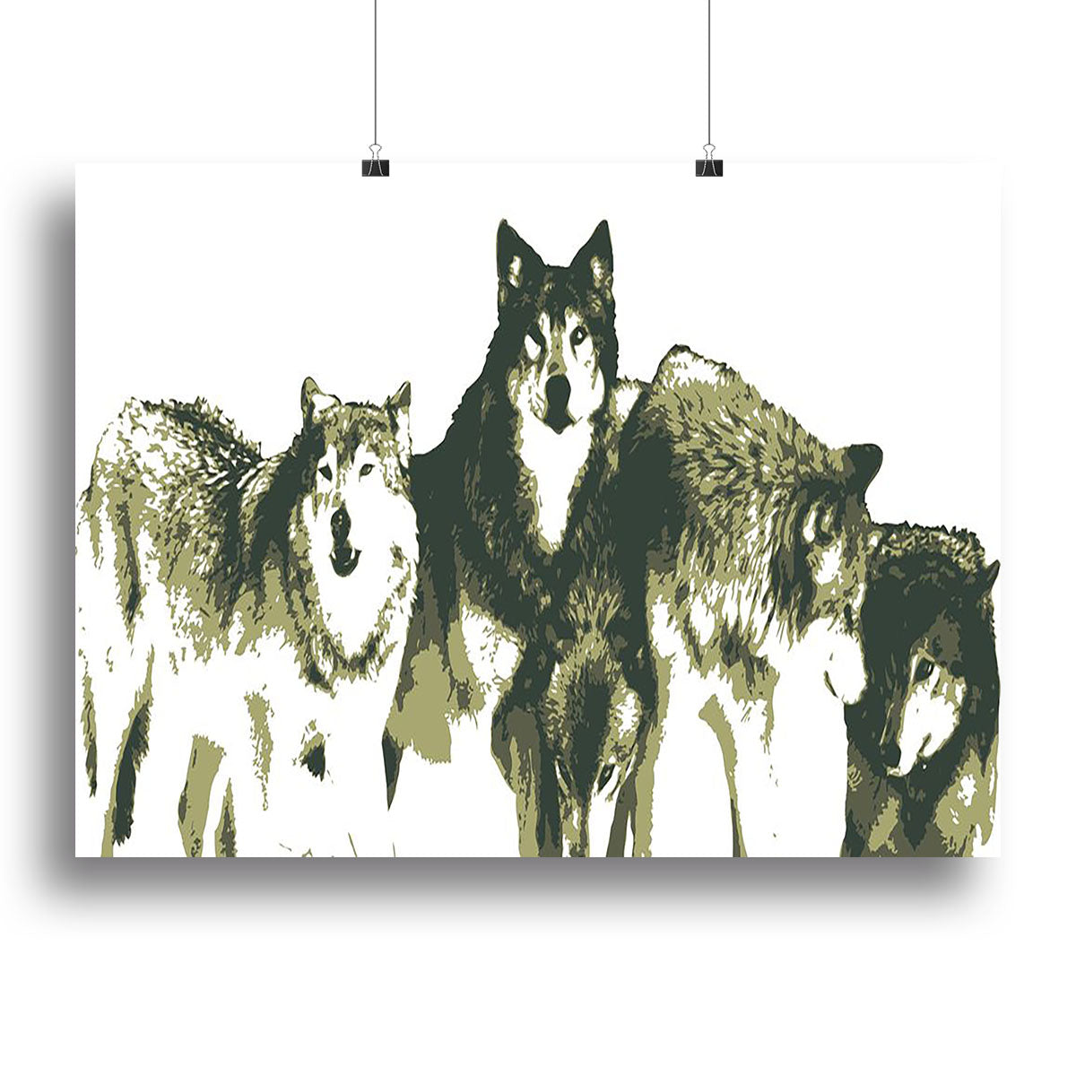 Vector Realistic Wolves Pack Drawing Canvas Print or Poster - Canvas Art Rocks - 2