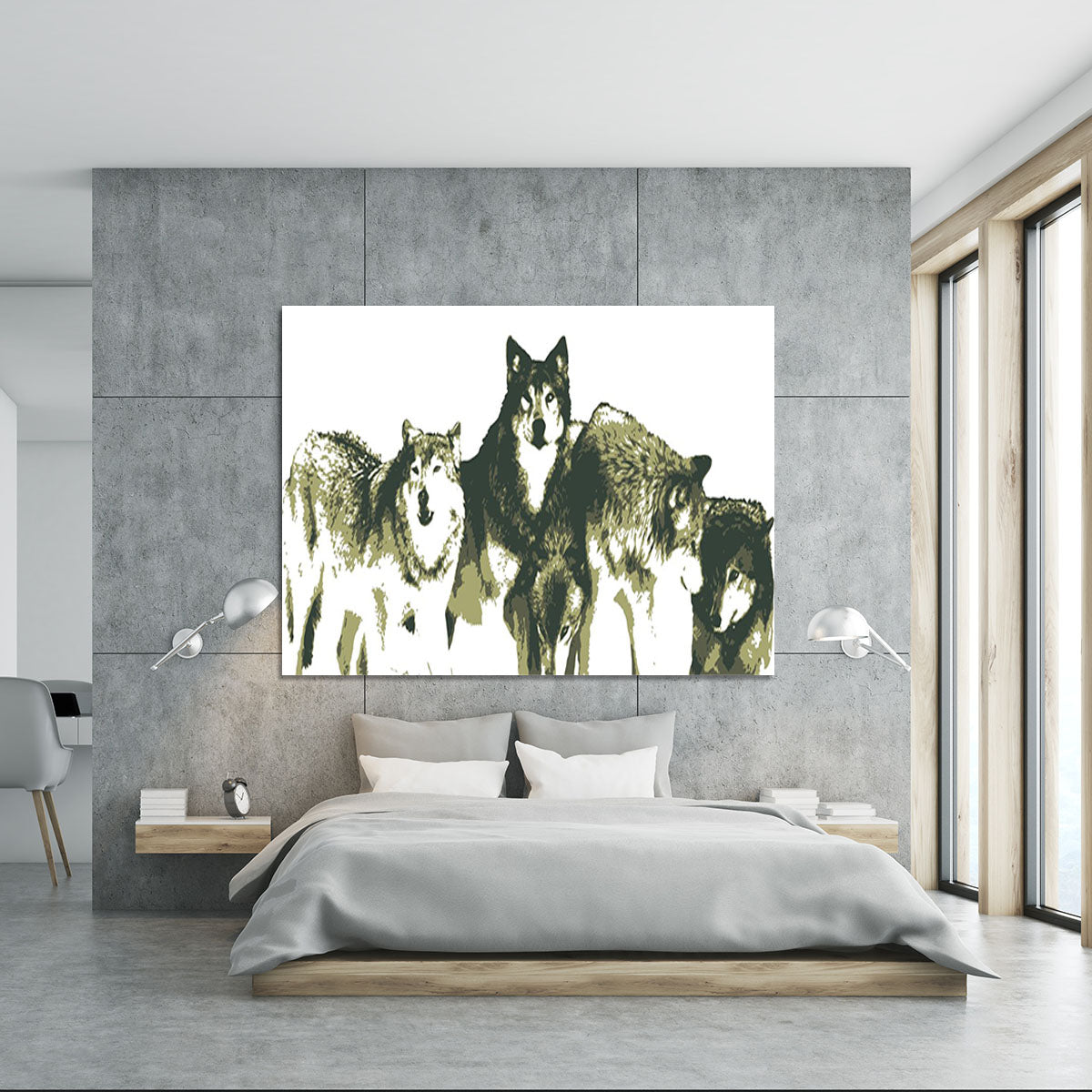 Vector Realistic Wolves Pack Drawing Canvas Print or Poster - Canvas Art Rocks - 5