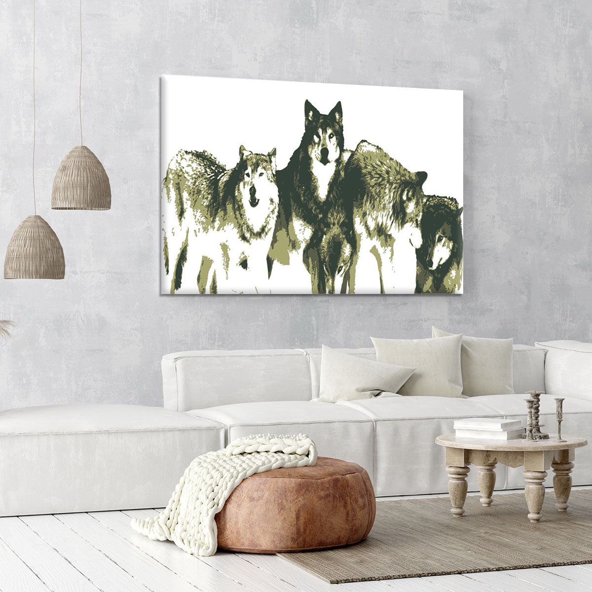 Vector Realistic Wolves Pack Drawing Canvas Print or Poster - Canvas Art Rocks - 6