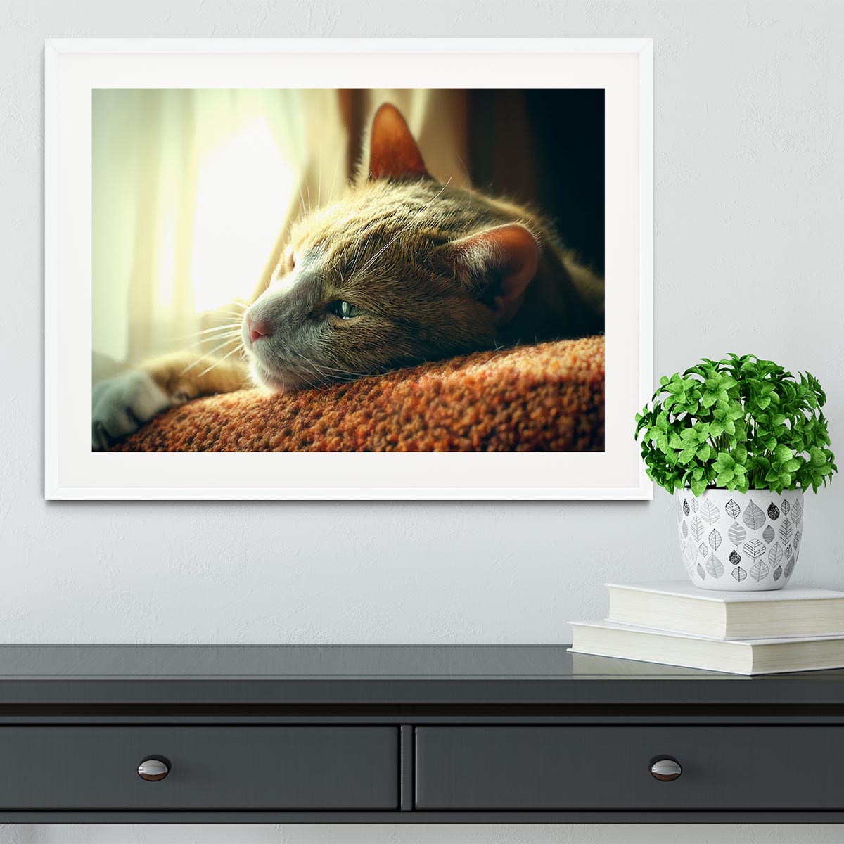 Very Sad Red Cat Framed Print - Canvas Art Rocks - 5