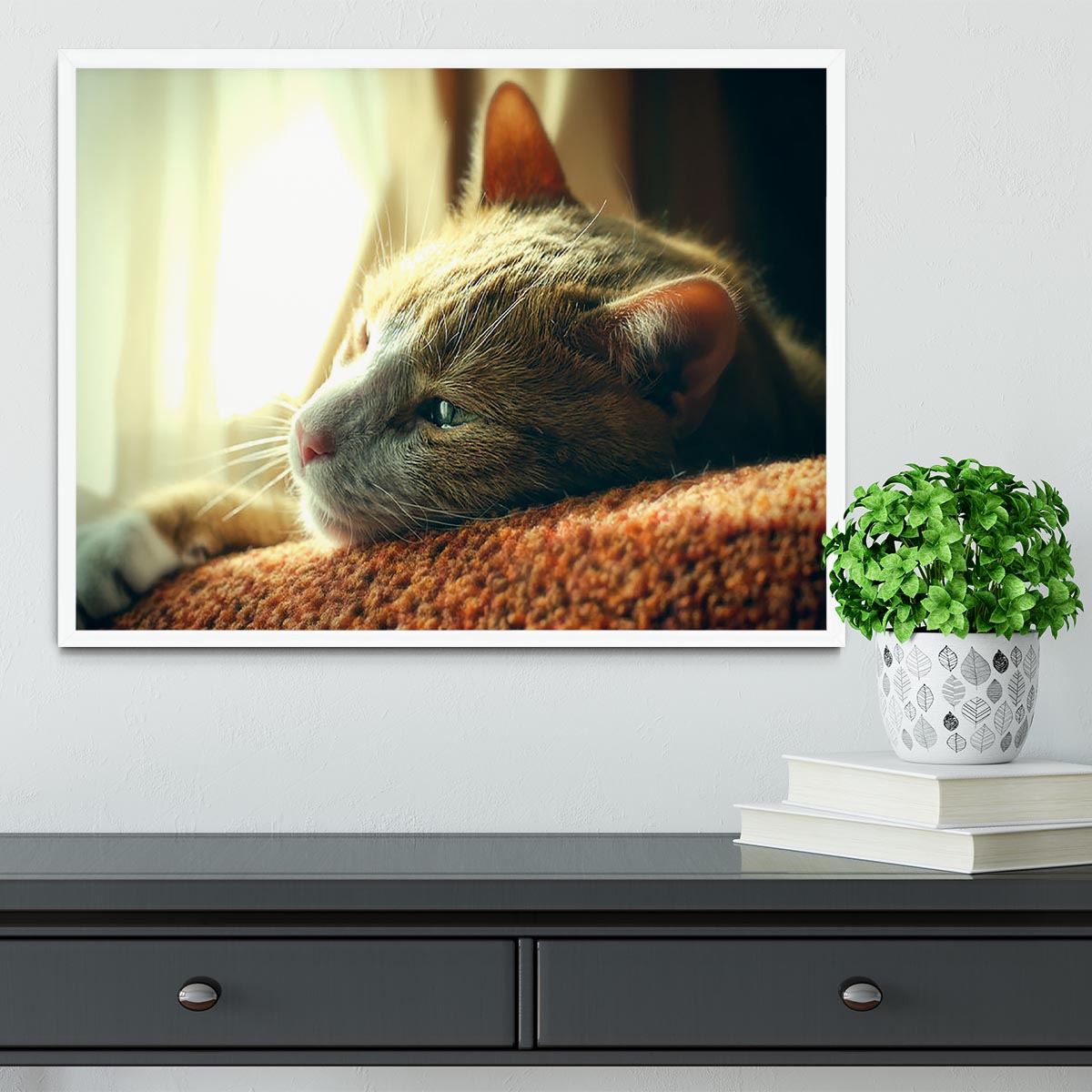 Very Sad Red Cat Framed Print - Canvas Art Rocks -6