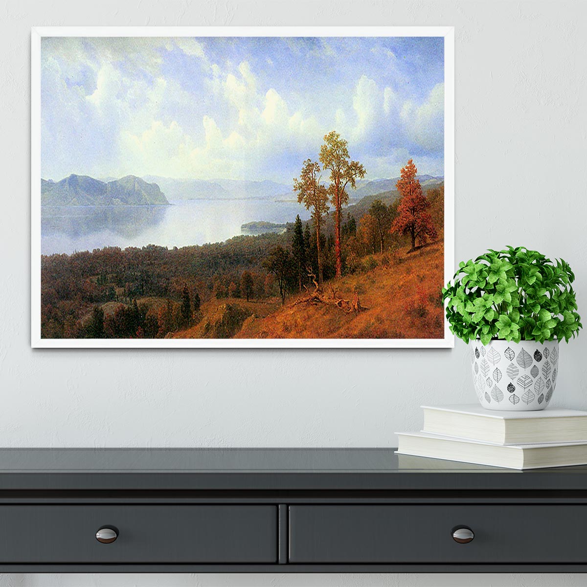 View of the Hudson River Vally by Bierstadt Framed Print - Canvas Art Rocks -6