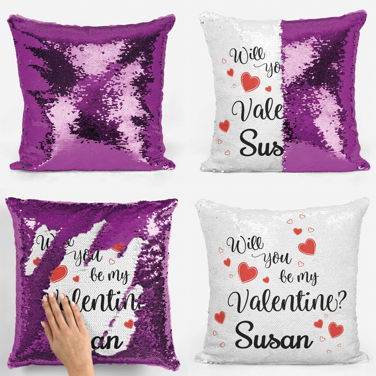 Will You Be My Valentine Sequin Magic Cushion