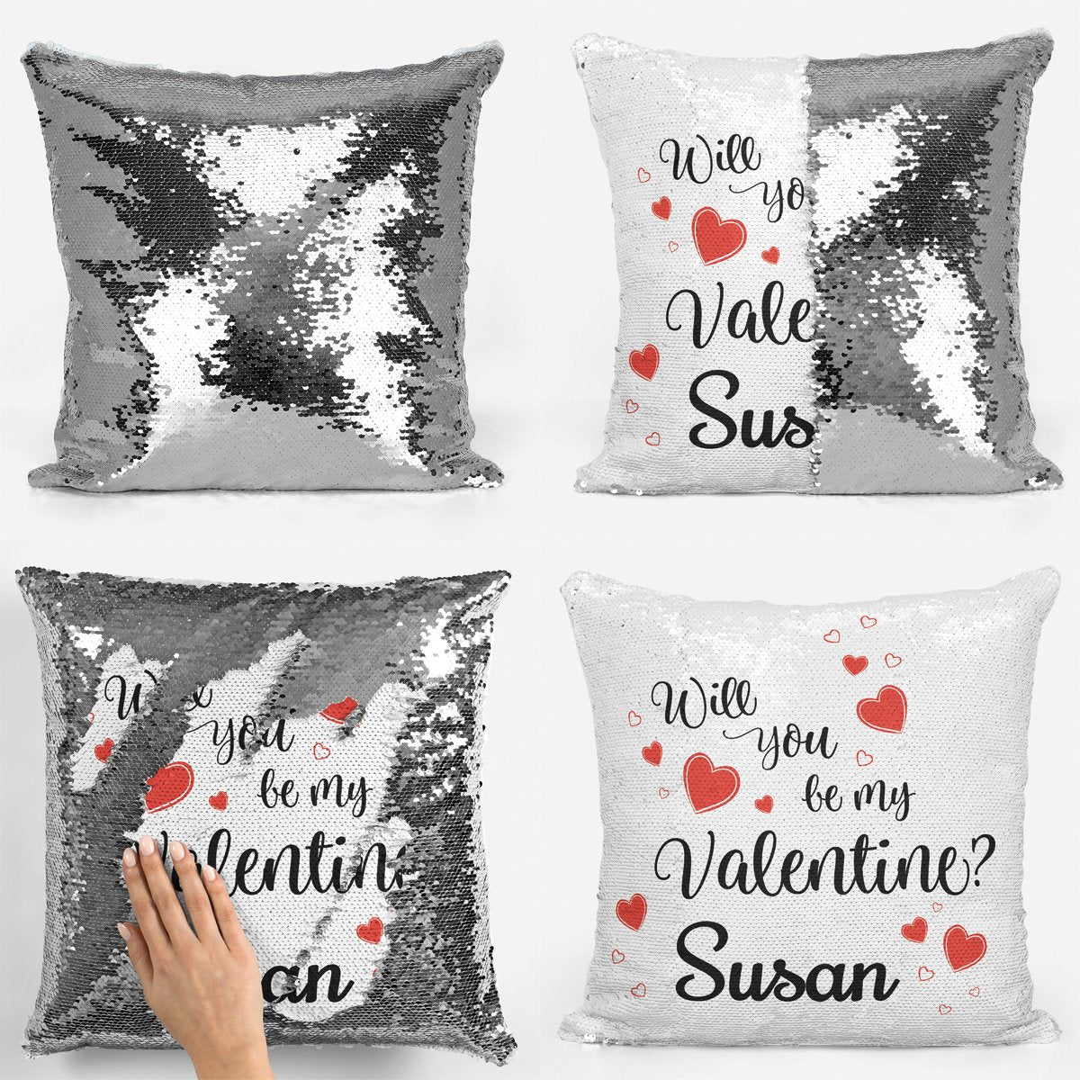 Will You Be My Valentine Sequin Magic Cushion