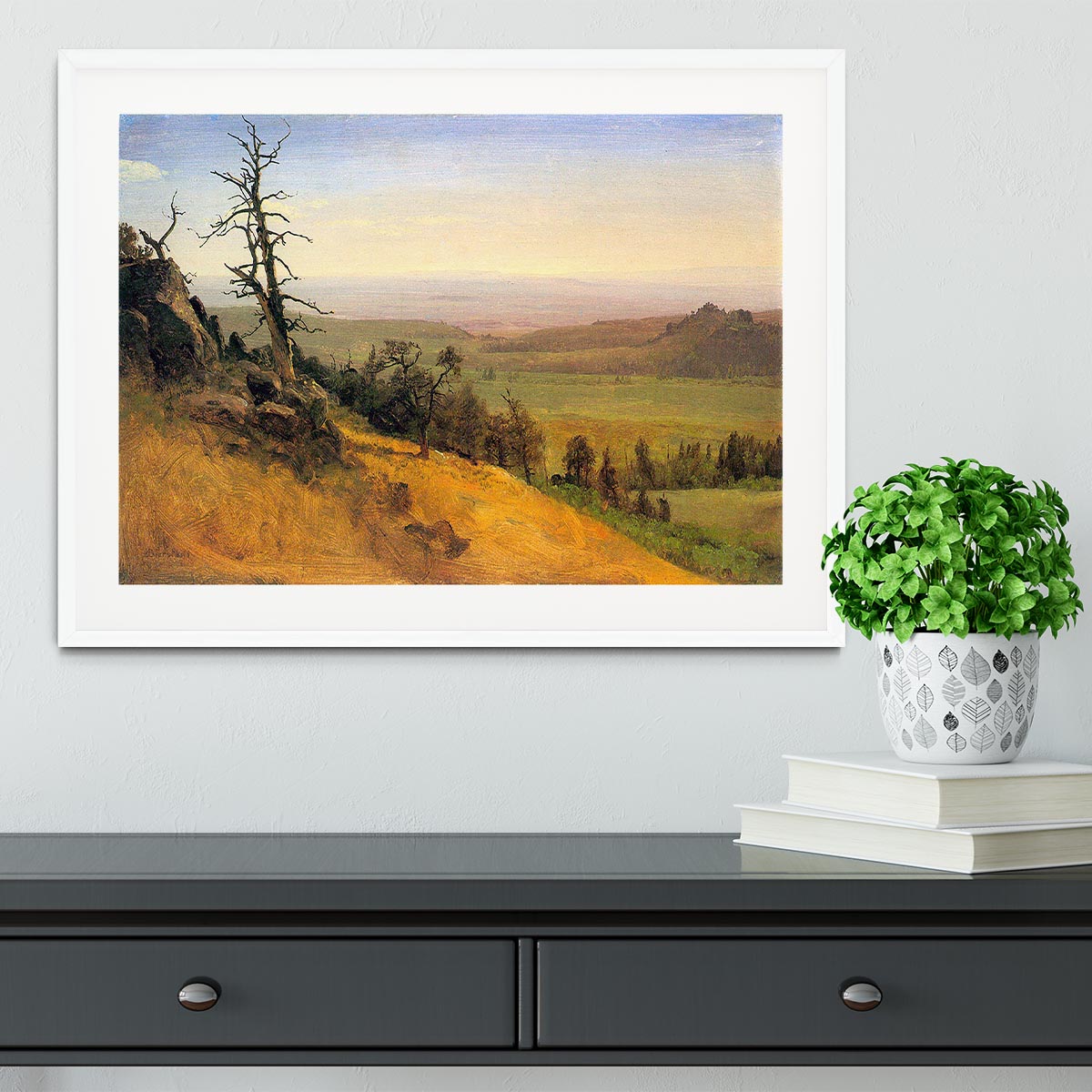 Wasatch Mountains Nebraska by Bierstadt Framed Print - Canvas Art Rocks - 5