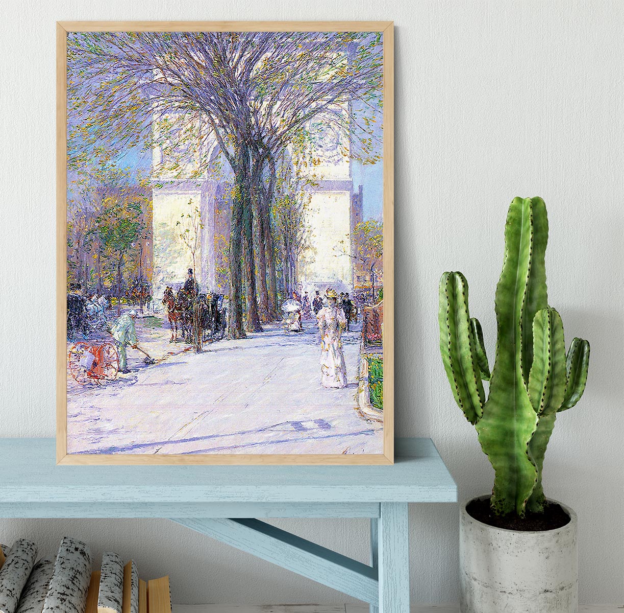 Washington triumphal arch in spring by Hassam Framed Print - Canvas Art Rocks - 4