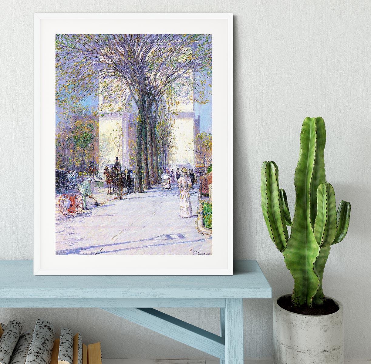 Washington triumphal arch in spring by Hassam Framed Print - Canvas Art Rocks - 5